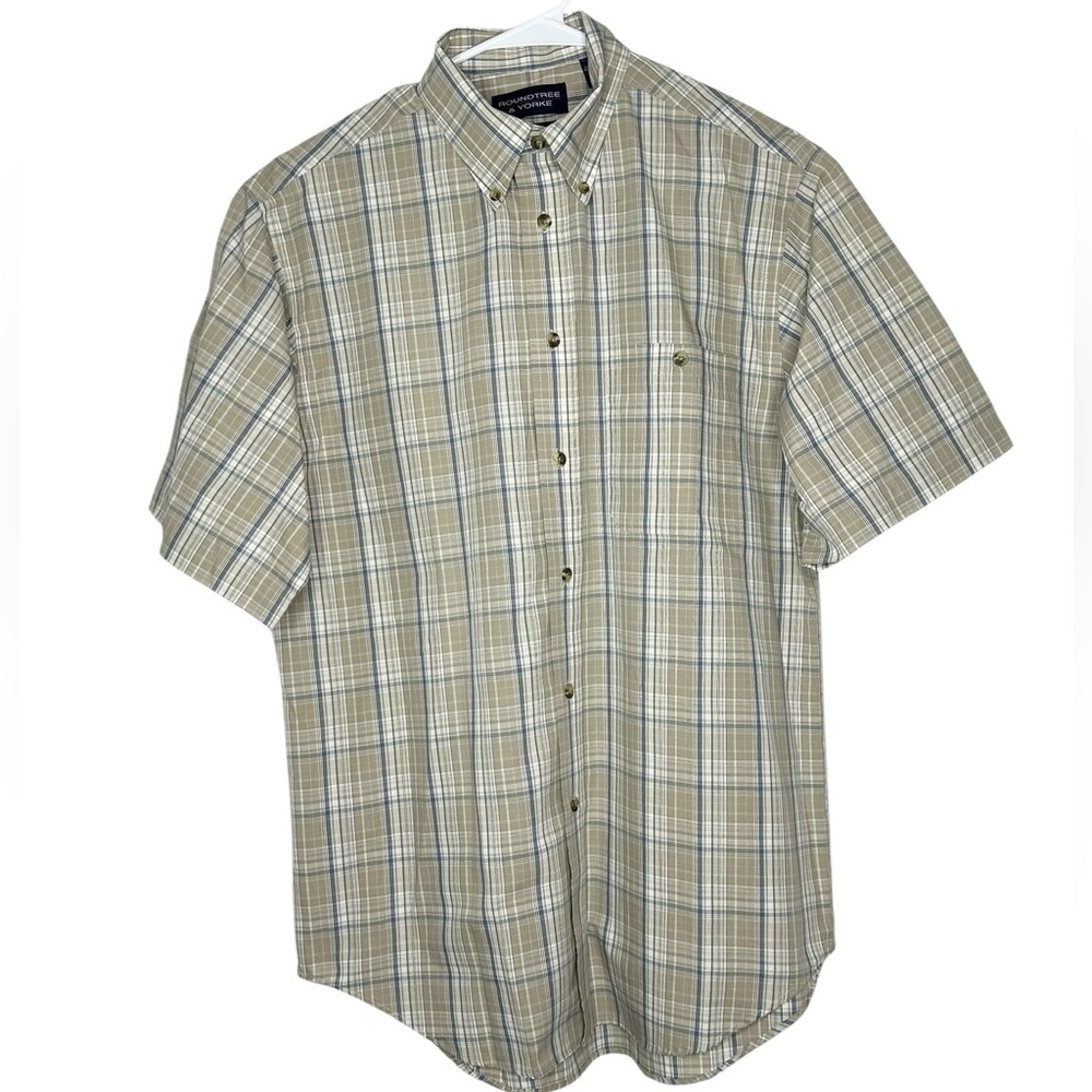 Roundtree & Yorke Men’s Casual Flannel Button Down‎ Shirt Size Medium